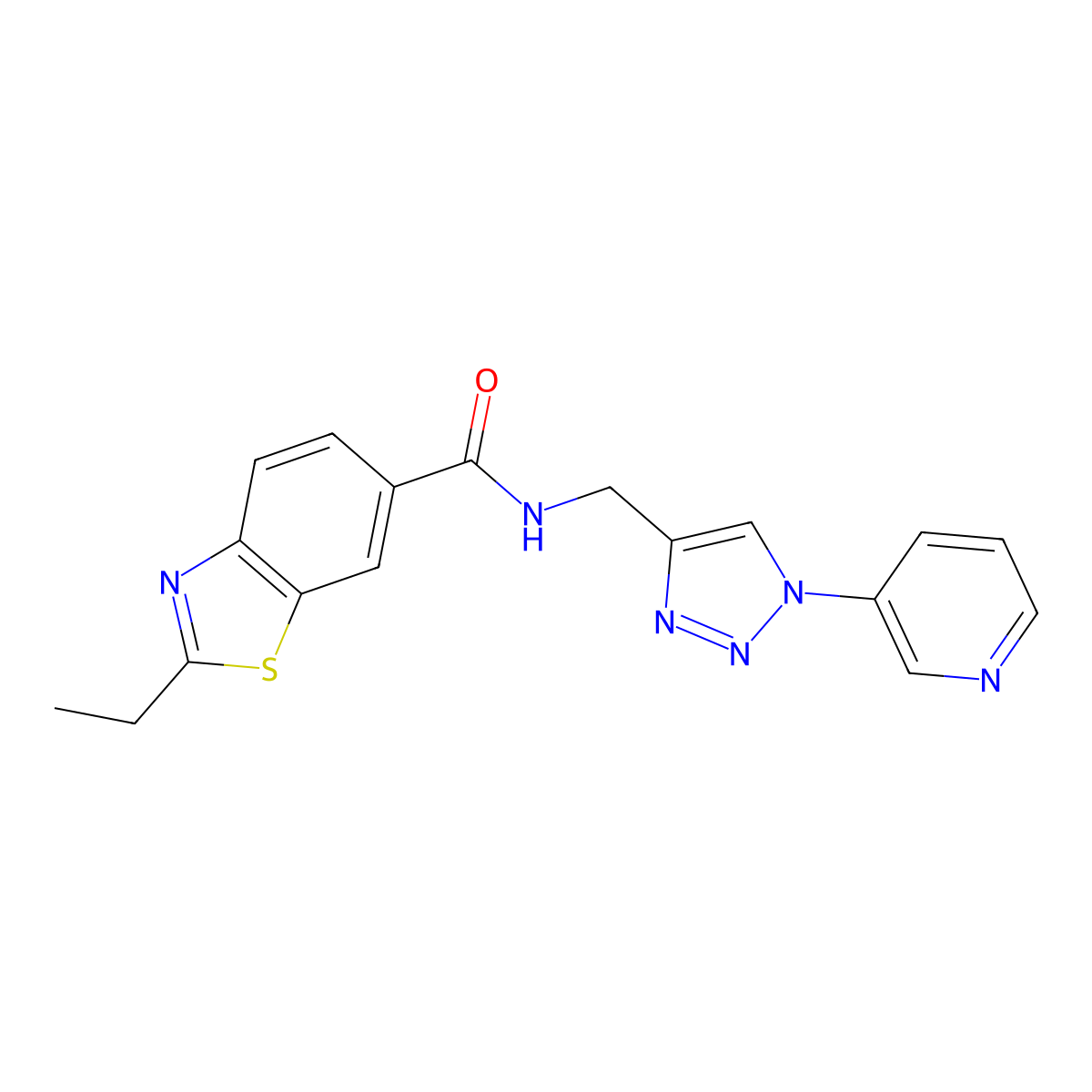 2-ethyl-N-((1-(pyridin-3-yl)-1H-1,2,3-triazol-4-yl)methyl)benzo[d]thiazole-6-carboxamide molecular structure, CAS 2034311-72-1