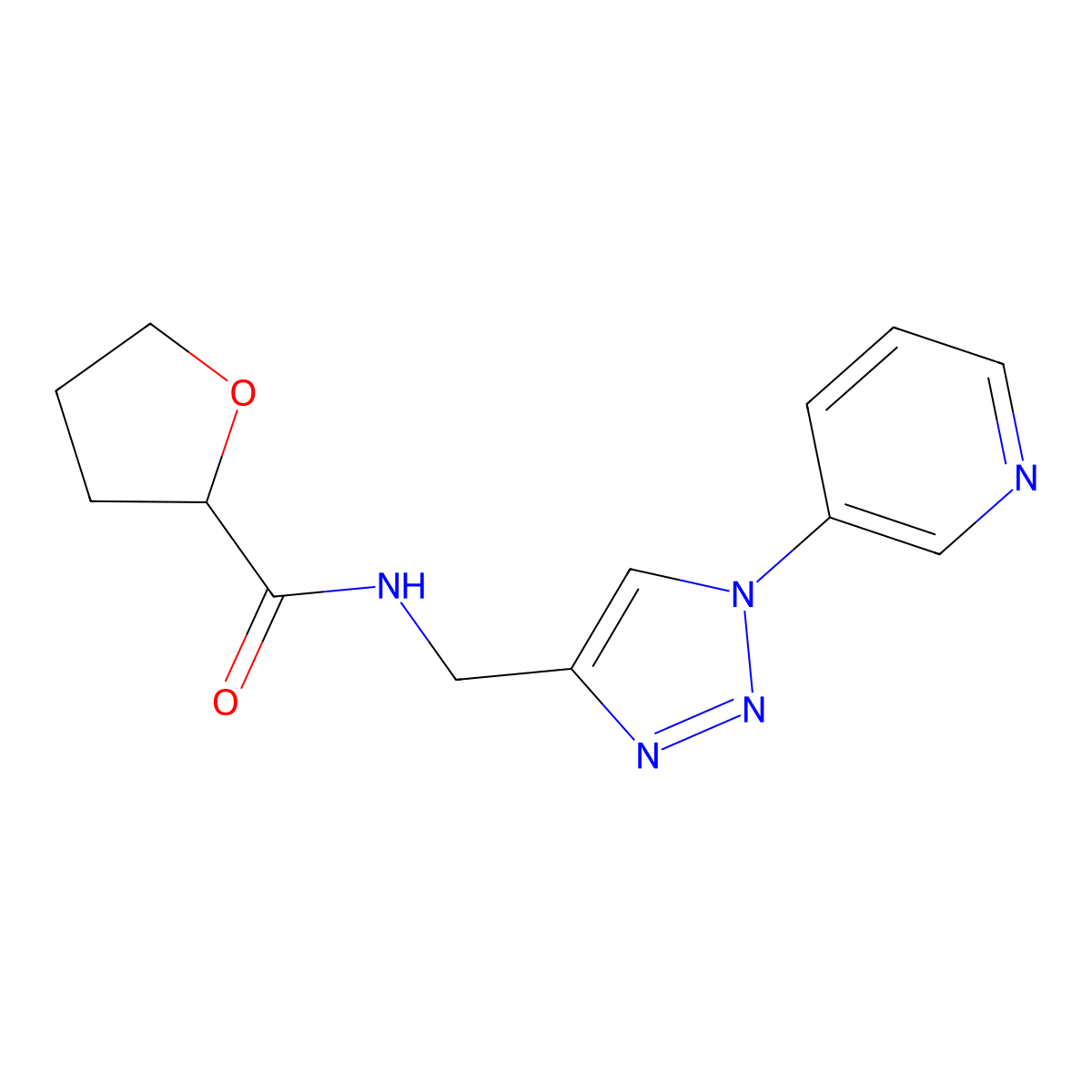 N-((1-(pyridin-3-yl)-1H-1,2,3-triazol-4-yl)methyl)tetrahydrofuran-2-carboxamide molecular structure, CAS 2034311-76-5