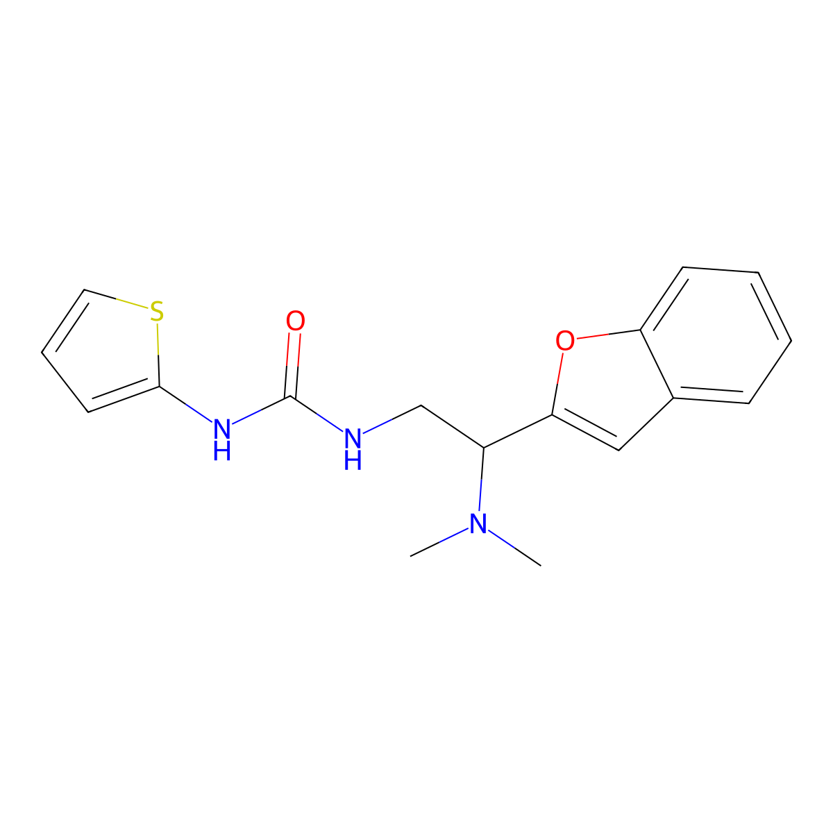 1-(2-(Benzofuran-2-yl)-2-(dimethylamino)ethyl)-3-(thiophen-2-yl)urea molecular structure, CAS 2034311-80-1