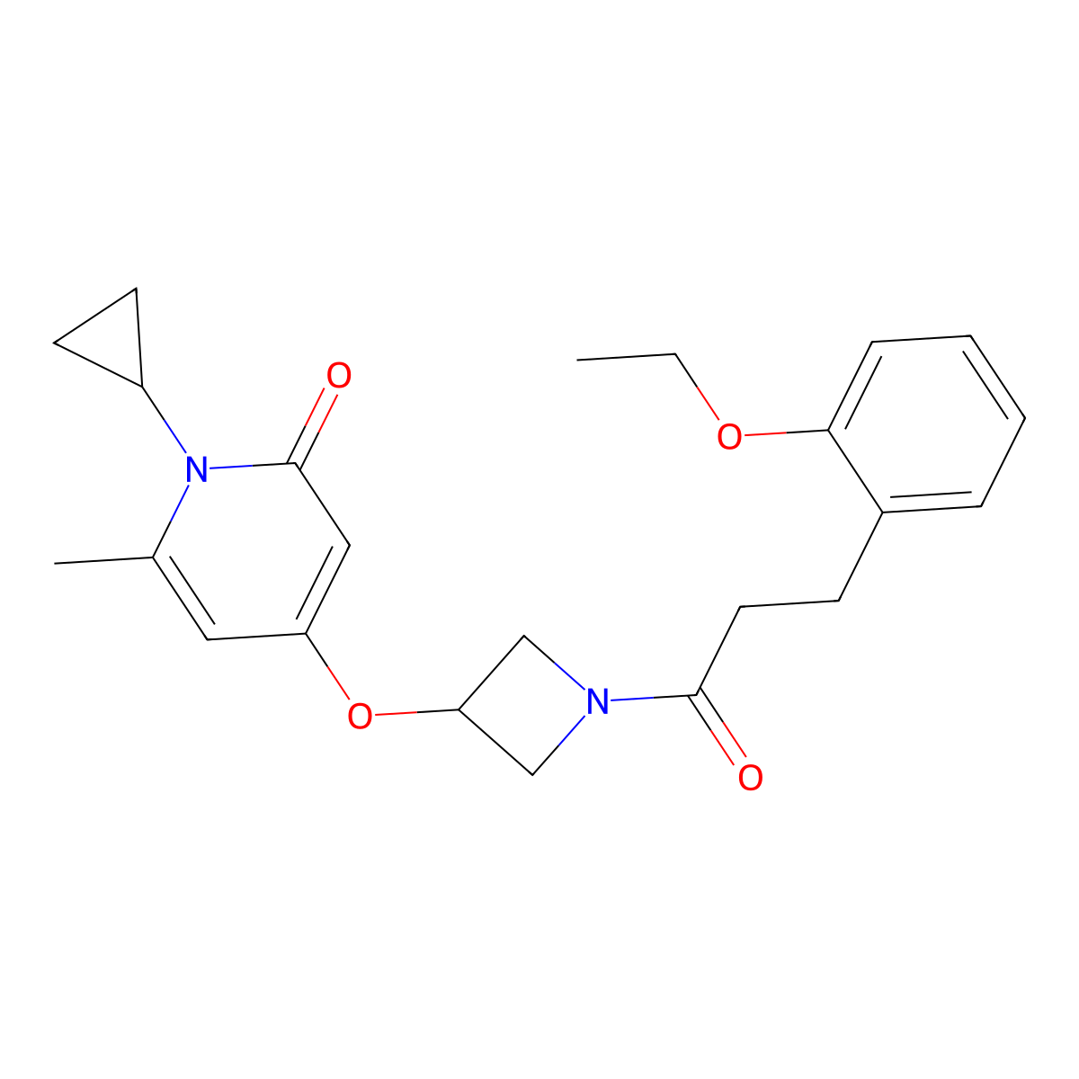 1-cyclopropyl-4-((1-(3-(2-ethoxyphenyl)propanoyl)azetidin-3-yl)oxy)-6-methylpyridin-2(1H)-one molecular structure, CAS 2034311-81-2