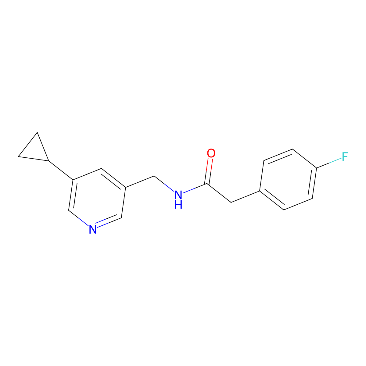 N-[(5-cyclopropylpyridin-3-yl)methyl]-2-(4-fluorophenyl)acetamide molecular structure, CAS 2034311-82-3