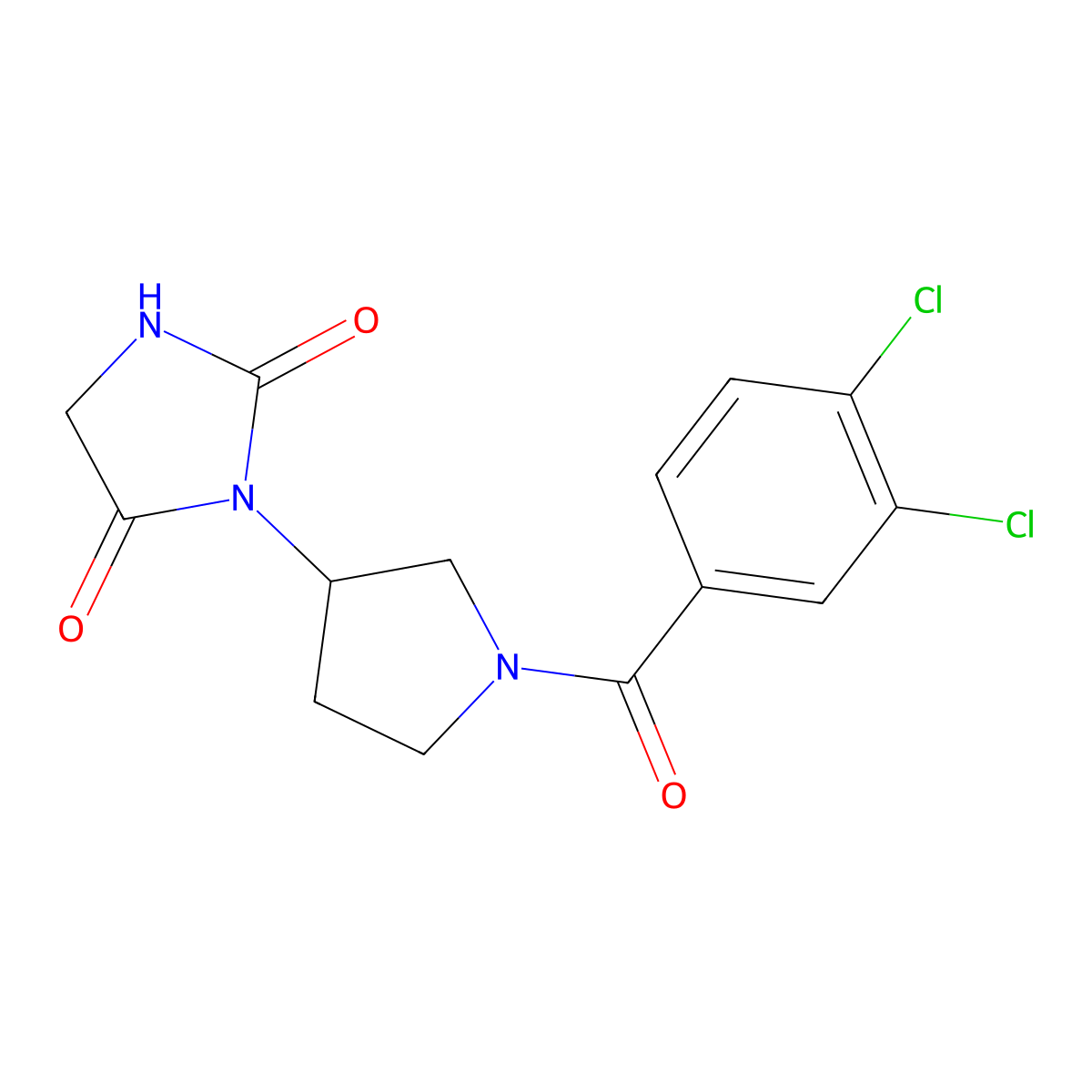 3-[1-(3,4-Dichlorobenzoyl)pyrrolidin-3-yl]imidazolidine-2,4-dione molecular structure, CAS 2034311-83-4
