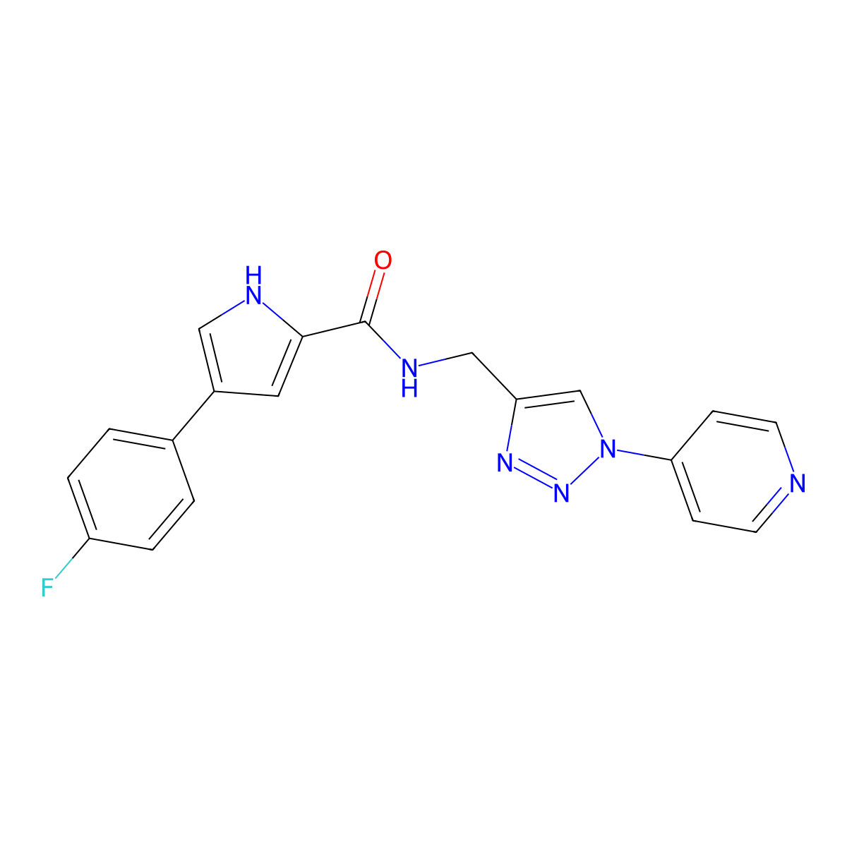 4-(4-fluorophenyl)-N-((1-(pyridin-4-yl)-1H-1,2,3-triazol-4-yl)methyl)-1H-pyrrole-2-carboxamide molecular structure, CAS 2034311-85-6