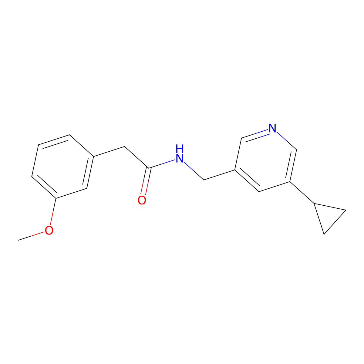 N-[(5-cyclopropylpyridin-3-yl)methyl]-2-(3-methoxyphenyl)acetamide molecular structure, CAS 2034311-90-3