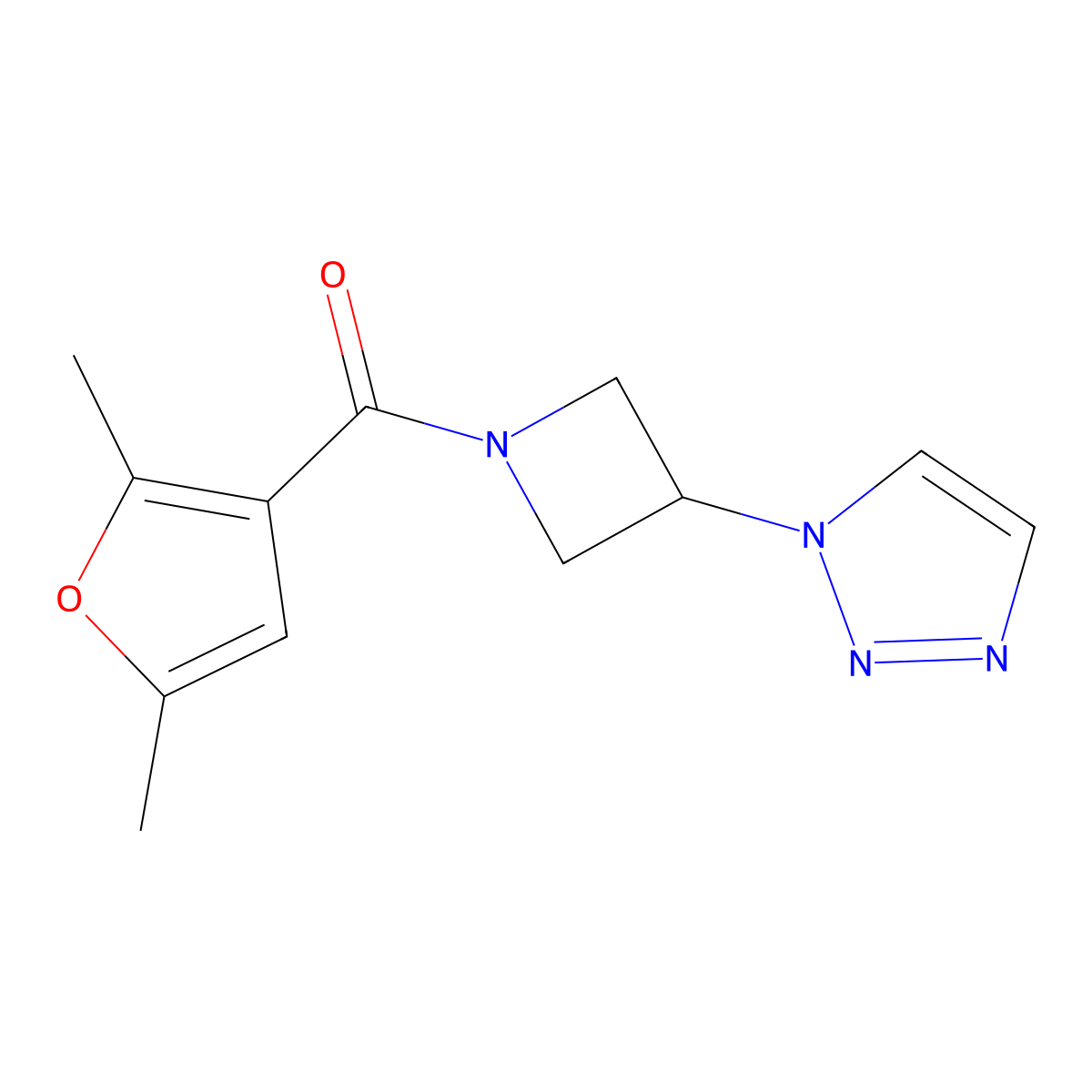 (3-(1H-1,2,3-triazol-1-yl)azetidin-1-yl)(2,5-dimethylfuran-3-yl)methanone molecular structure, CAS 2034311-92-5