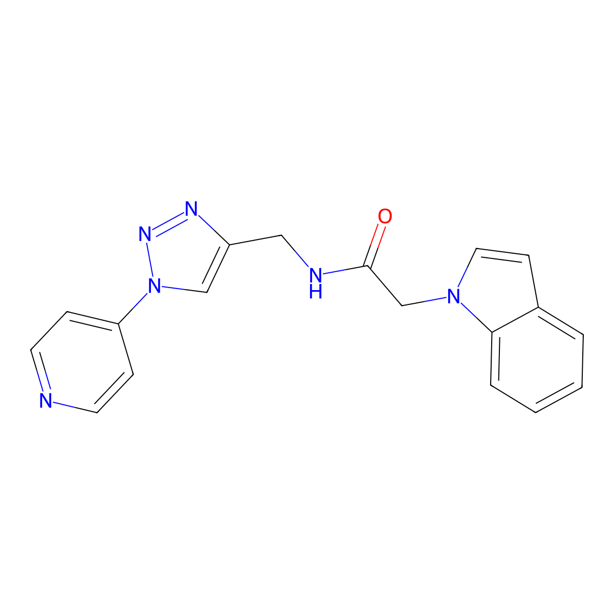 2-(1H-indol-1-yl)-N-((1-(pyridin-4-yl)-1H-1,2,3-triazol-4-yl)methyl)acetamide molecular structure, CAS 2034311-93-6