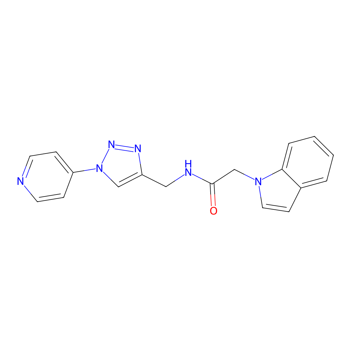 2-(1H-indol-1-yl)-N-((1-(pyridin-4-yl)-1H-1,2,3-triazol-4-yl)methyl)acetamide molecular structure, CAS 2034311-93-6