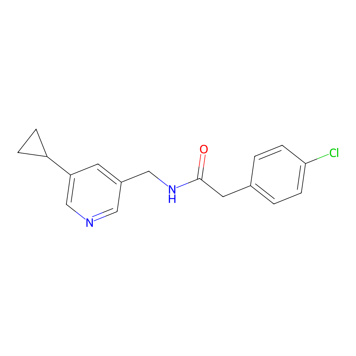 2-(4-chlorophenyl)-N-[(5-cyclopropylpyridin-3-yl)methyl]acetamide molecular structure, CAS 2034311-94-7