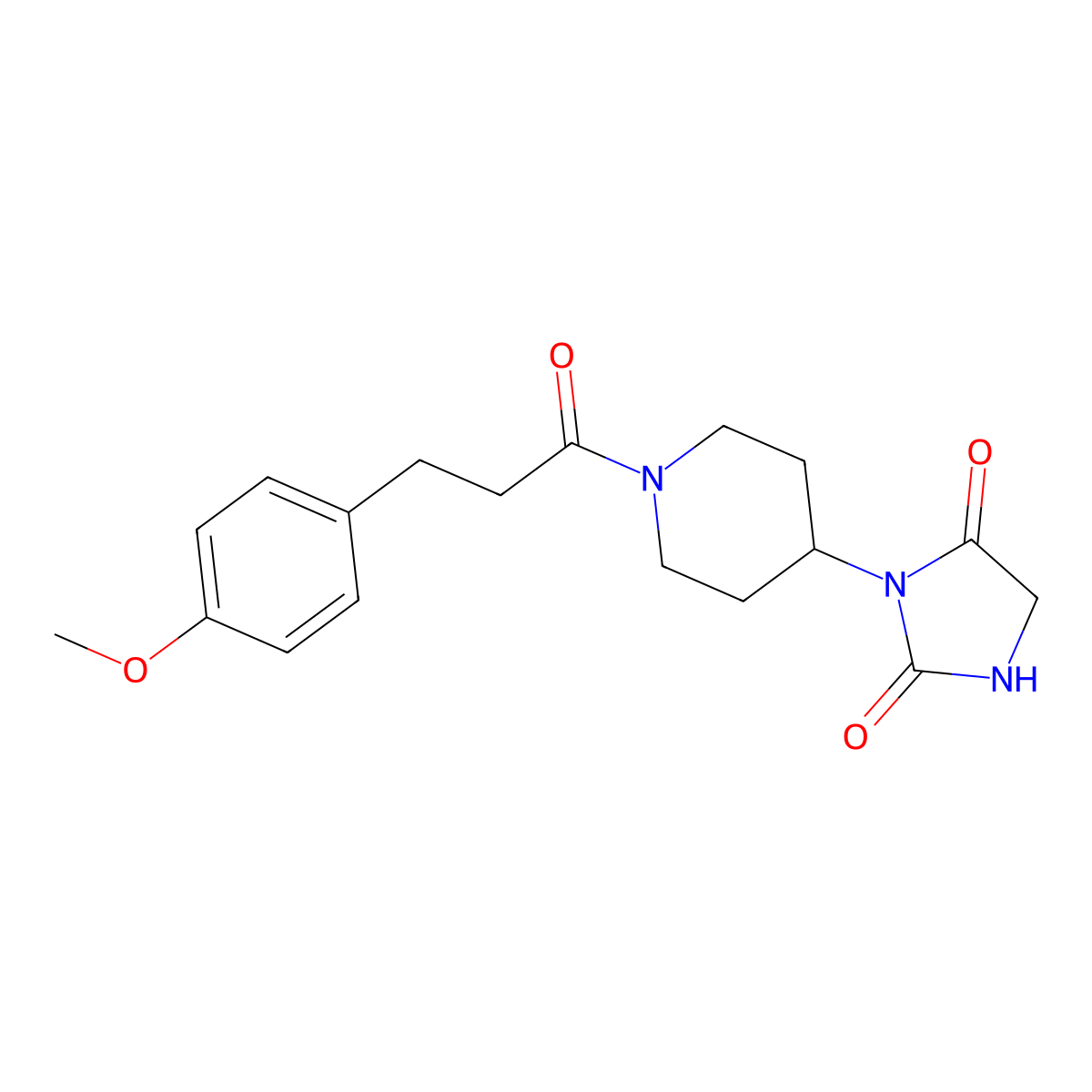 3-(1-(3-(4-Methoxyphenyl)propanoyl)piperidin-4-yl)imidazolidine-2,4-dione molecular structure, CAS 2034311-96-9
