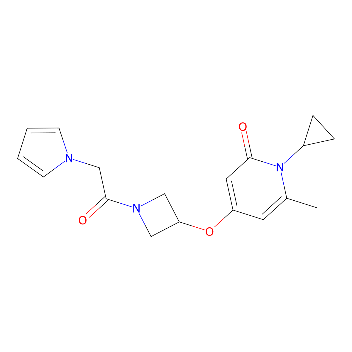 4-((1-(2-(1H-pyrrol-1-yl)acetyl)azetidin-3-yl)oxy)-1-cyclopropyl-6-methylpyridin-2(1H)-one molecular structure, CAS 2034311-97-0
