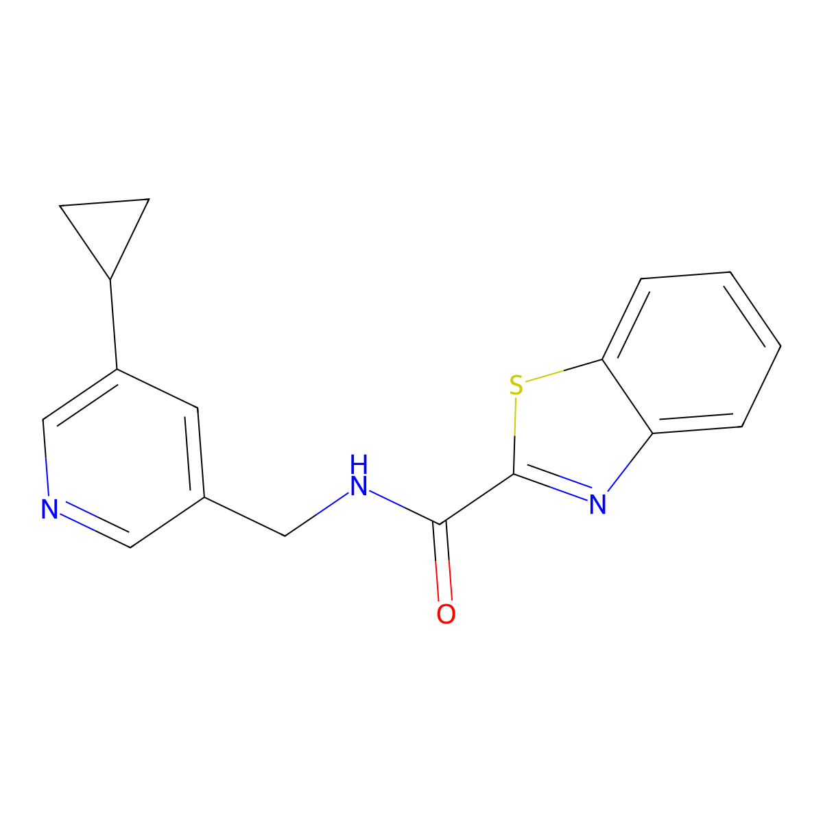 N-((5-cyclopropylpyridin-3-yl)methyl)benzo[d]thiazole-2-carboxamide molecular structure, CAS 2034312-01-9