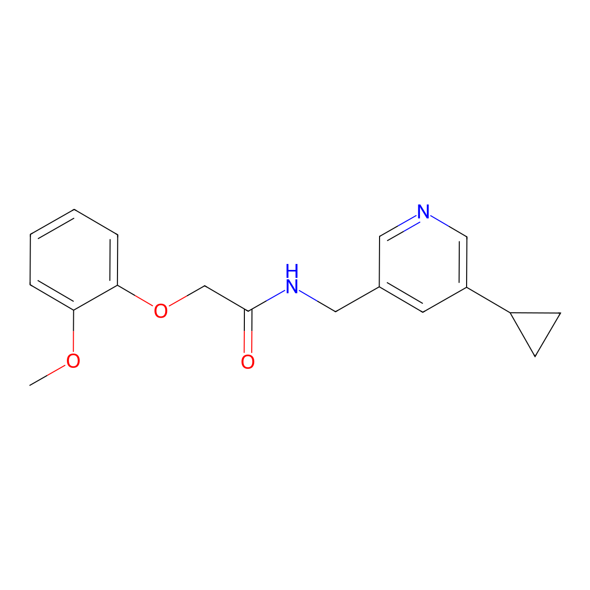 N-[(5-cyclopropylpyridin-3-yl)methyl]-2-(2-methoxyphenoxy)acetamide molecular structure, CAS 2034312-04-2