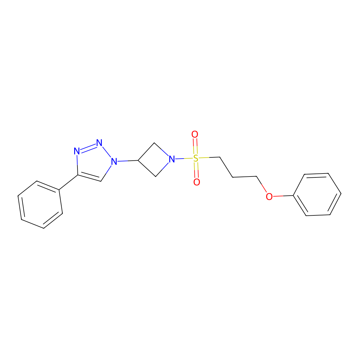 1-(1-((3-phenoxypropyl)sulfonyl)azetidin-3-yl)-4-phenyl-1H-1,2,3-triazole molecular structure, CAS 2034312-10-0