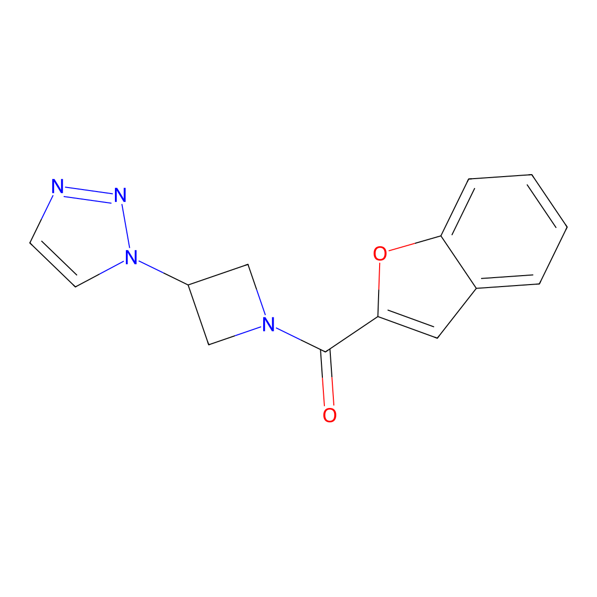 (3-(1H-1,2,3-triazol-1-yl)azetidin-1-yl)(benzofuran-2-yl)methanone molecular structure, CAS 2034312-15-5
