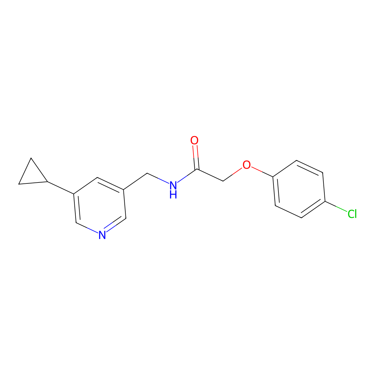 2-(4-chlorophenoxy)-N-[(5-cyclopropylpyridin-3-yl)methyl]acetamide molecular structure, CAS 2034312-18-8