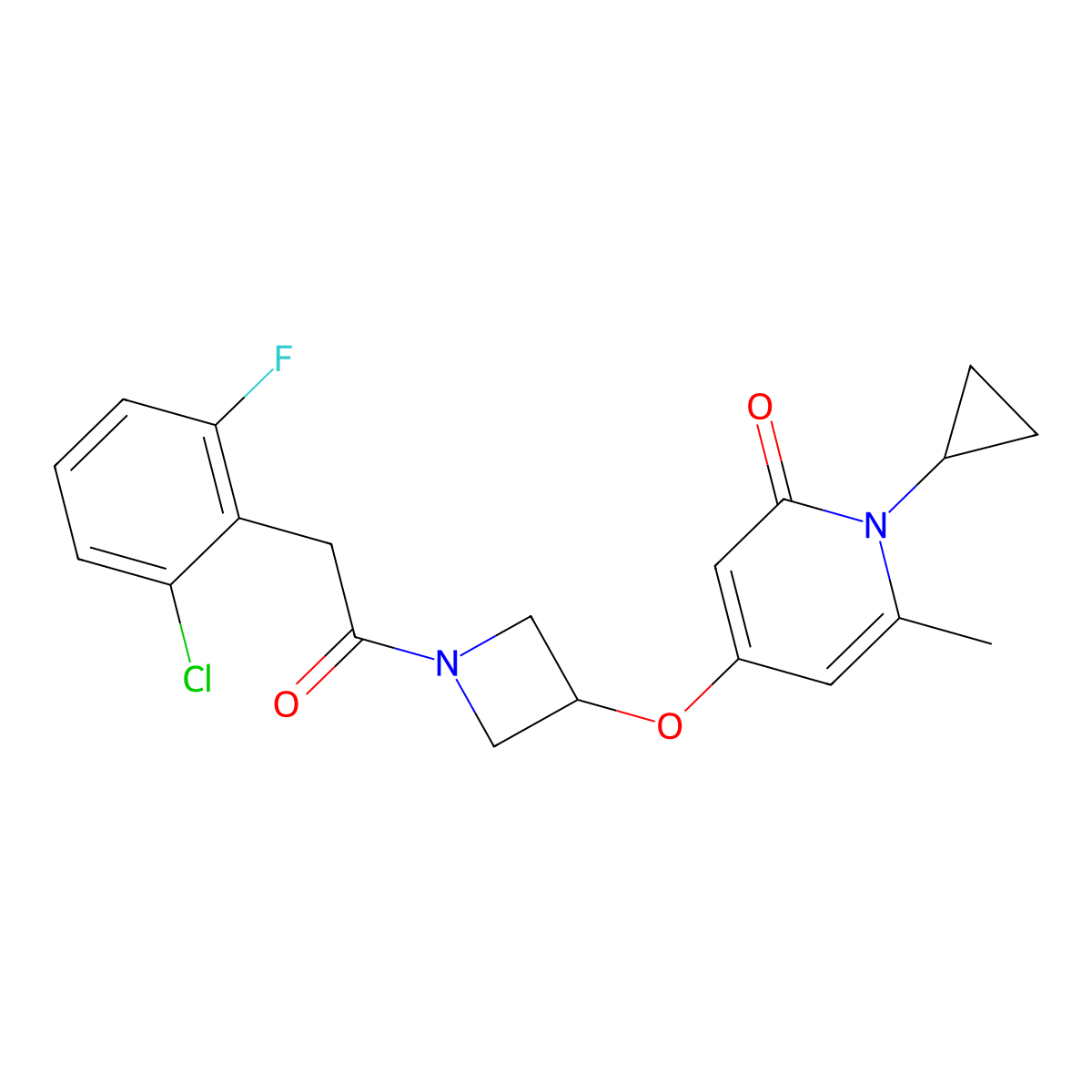 4-((1-(2-(2-chloro-6-fluorophenyl)acetyl)azetidin-3-yl)oxy)-1-cyclopropyl-6-methylpyridin-2(1H)-one molecular structure, CAS 2034312-19-9