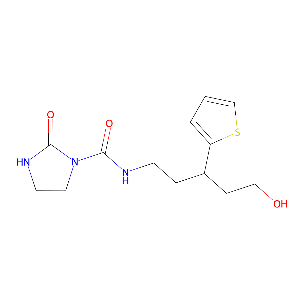 N-[5-hydroxy-3-(thiophen-2-yl)pentyl]-2-oxoimidazolidine-1-carboxamide molecular structure, CAS 2034312-22-4