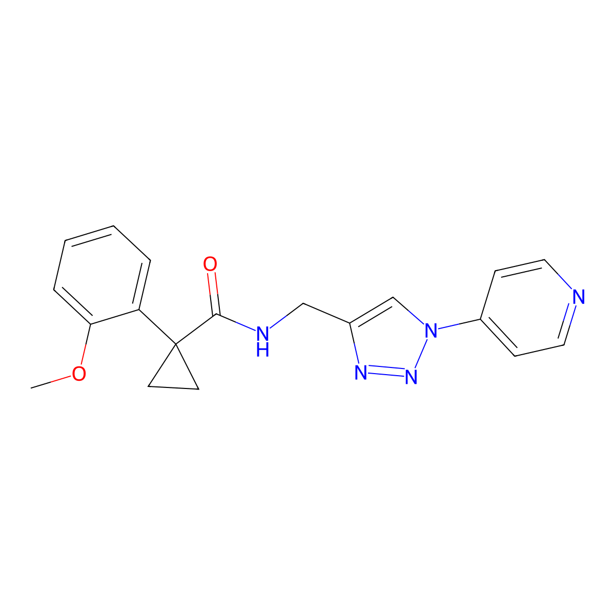 1-(2-methoxyphenyl)-N-((1-(pyridin-4-yl)-1H-1,2,3-triazol-4-yl)methyl)cyclopropanecarboxamide molecular structure, CAS 2034312-29-1