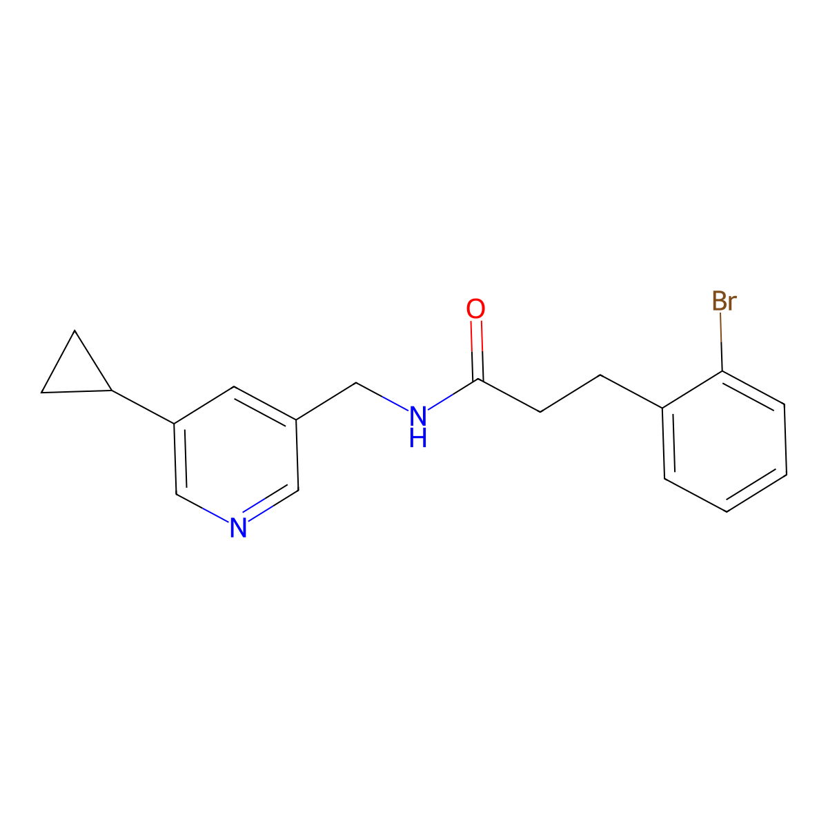 3-(2-bromophenyl)-N-[(5-cyclopropylpyridin-3-yl)methyl]propanamide molecular structure, CAS 2034312-32-6