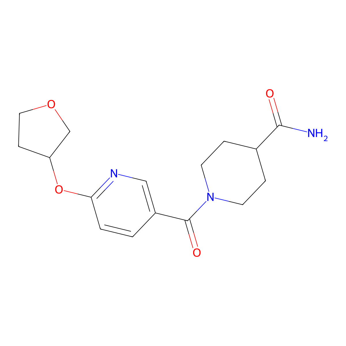 1-(6-((Tetrahydrofuran-3-yl)oxy)nicotinoyl)piperidine-4-carboxamide molecular structure, CAS 2034312-33-7