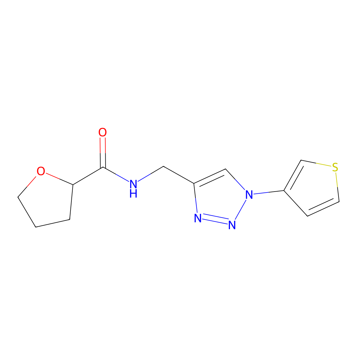 N-((1-(thiophen-3-yl)-1H-1,2,3-triazol-4-yl)methyl)tetrahydrofuran-2-carboxamide molecular structure, CAS 2034312-35-9