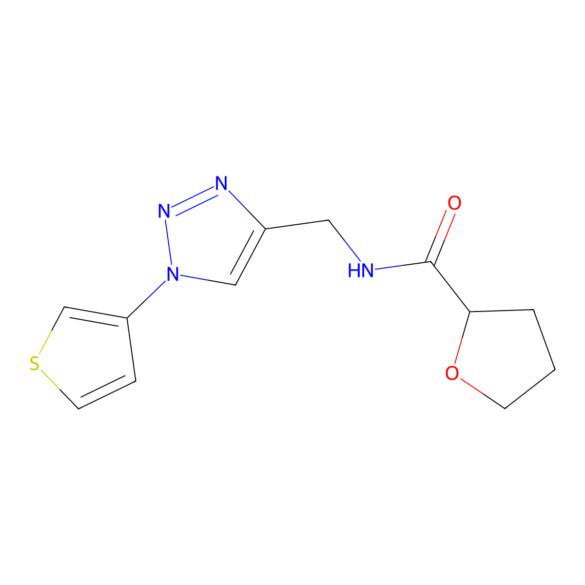 N-((1-(thiophen-3-yl)-1H-1,2,3-triazol-4-yl)methyl)tetrahydrofuran-2-carboxamide molecular structure, CAS 2034312-35-9