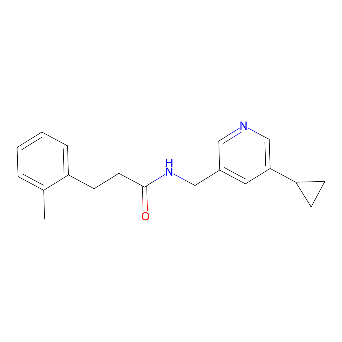 N-((5-cyclopropylpyridin-3-yl)methyl)-3-(o-tolyl)propanamide molecular structure, CAS 2034312-39-3