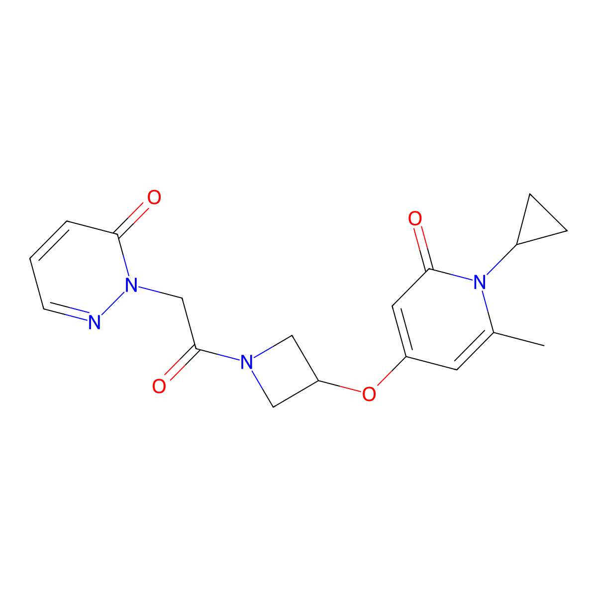 2-(2-(3-((1-cyclopropyl-6-methyl-2-oxo-1,2-dihydropyridin-4-yl)oxy)azetidin-1-yl)-2-oxoethyl)pyridazin-3(2H)-one molecular structure, CAS 2034312-40-6