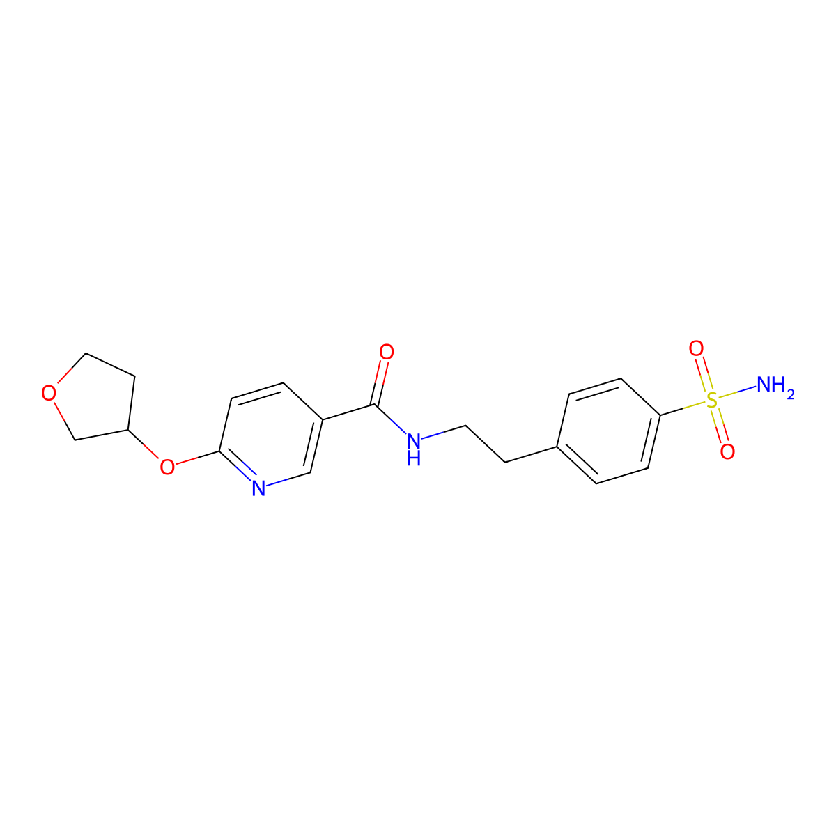 N-(4-sulfamoylphenethyl)-6-((tetrahydrofuran-3-yl)oxy)nicotinamide molecular structure, CAS 2034312-43-9