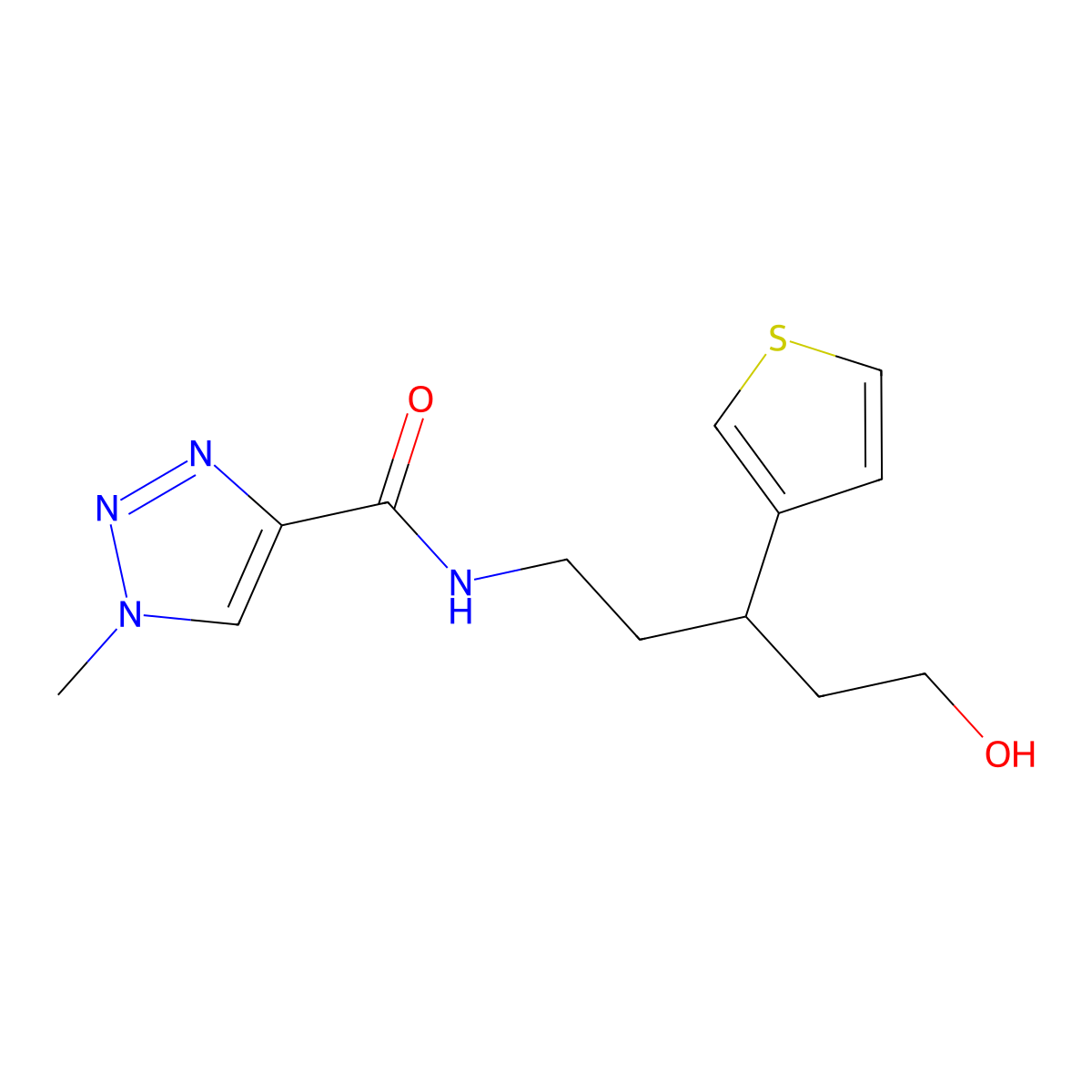 N-(5-hydroxy-3-(thiophen-3-yl)pentyl)-1-methyl-1H-1,2,3-triazole-4-carboxamide molecular structure, CAS 2034312-44-0