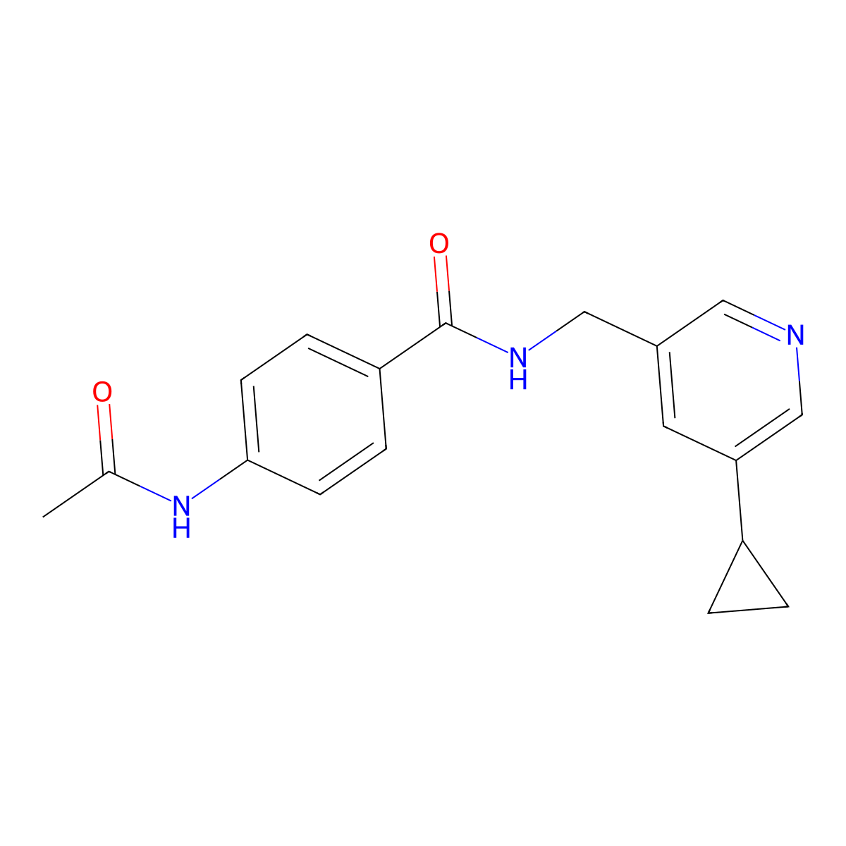 4-acetamido-N-((5-cyclopropylpyridin-3-yl)methyl)benzamide molecular structure, CAS 2034312-51-9