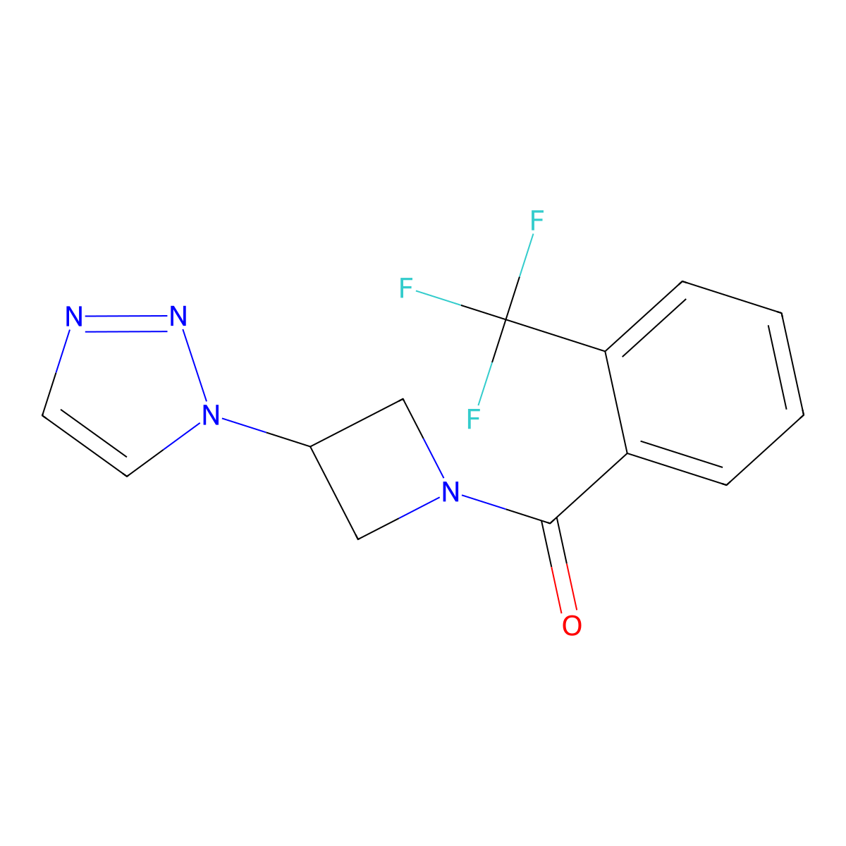 (3-(1H-1,2,3-triazol-1-yl)azetidin-1-yl)(2-(trifluoromethyl)phenyl)methanone molecular structure, CAS 2034312-56-4