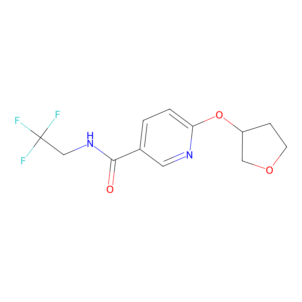 6-((tetrahydrofuran-3-yl)oxy)-N-(2,2,2-trifluoroethyl)nicotinamide molecular structure, CAS 2034312-63-3