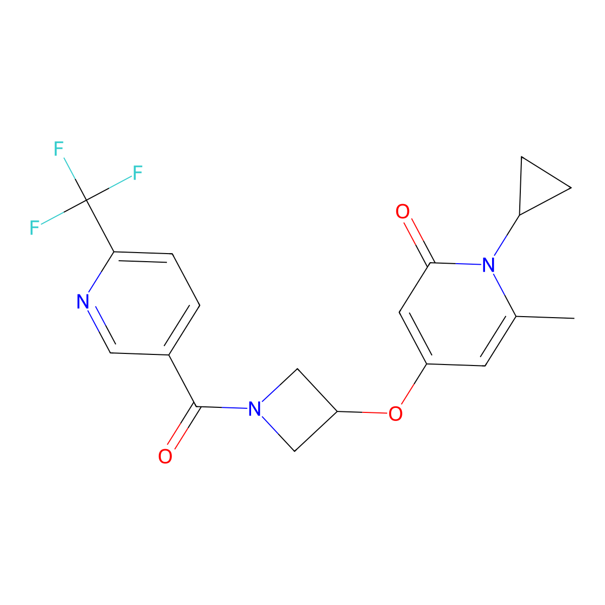 1-cyclopropyl-6-methyl-4-((1-(6-(trifluoromethyl)nicotinoyl)azetidin-3-yl)oxy)pyridin-2(1H)-one molecular structure, CAS 2034312-64-4