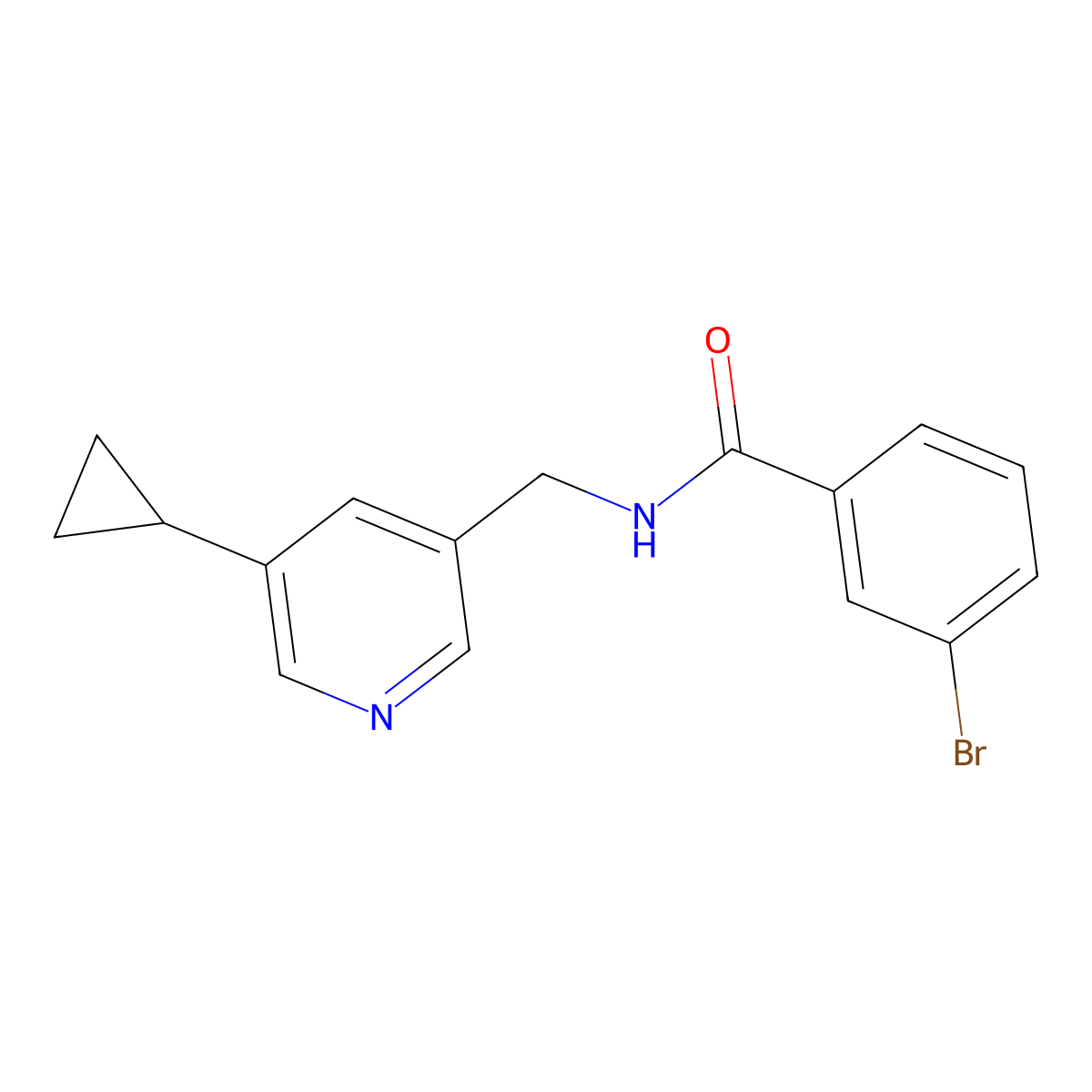 3-bromo-N-[(5-cyclopropylpyridin-3-yl)methyl]benzamide molecular structure, CAS 2034312-70-2