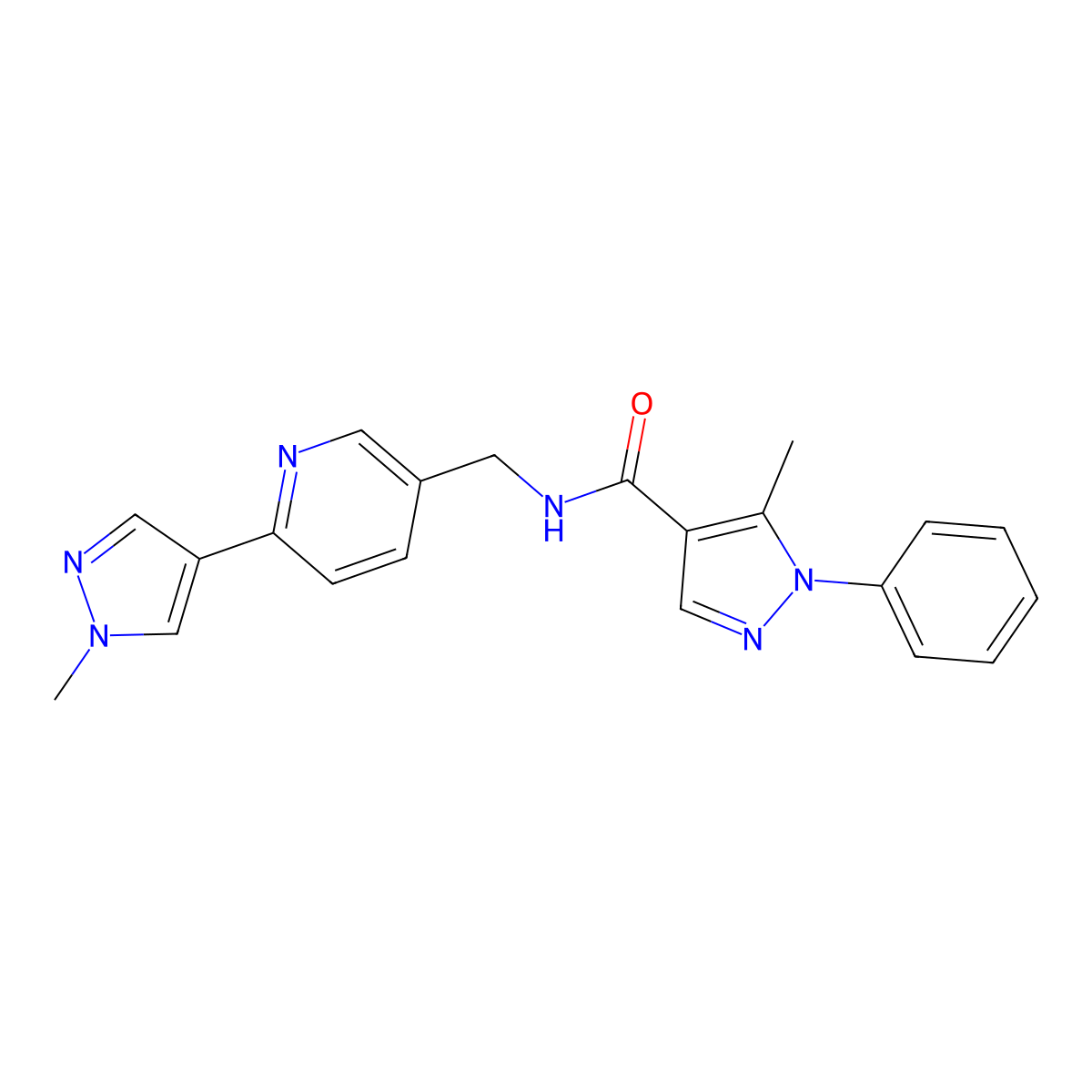 5-methyl-N-{[6-(1-methyl-1H-pyrazol-4-yl)pyridin-3-yl]methyl}-1-phenyl-1H-pyrazole-4-carboxamide molecular structure, CAS 2034312-73-5