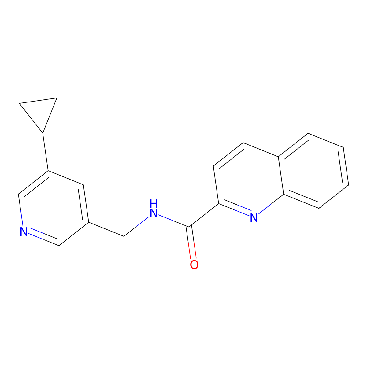 N-[(5-cyclopropylpyridin-3-yl)methyl]quinoline-2-carboxamide molecular structure, CAS 2034312-74-6