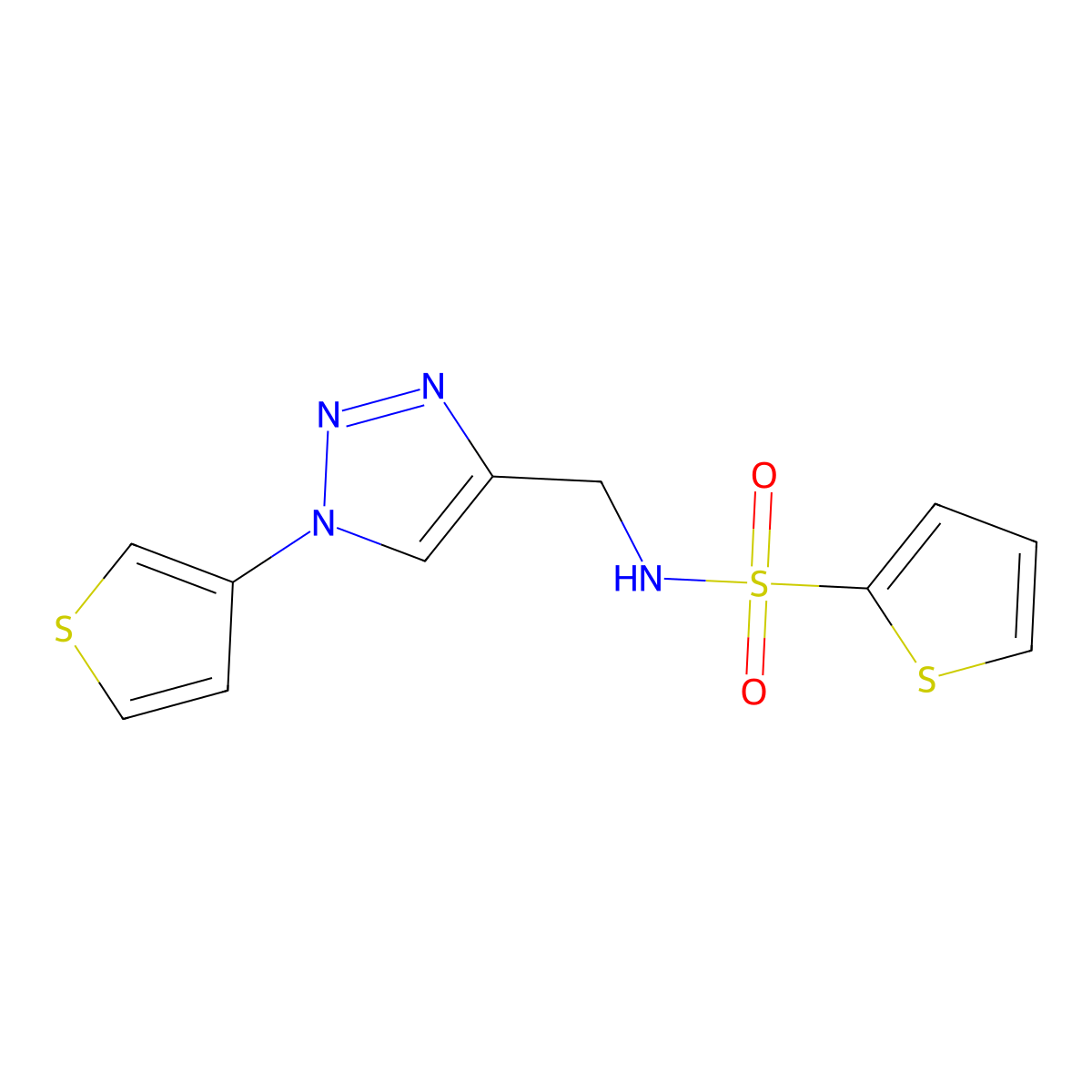 N-((1-(thiophen-3-yl)-1H-1,2,3-triazol-4-yl)methyl)thiophene-2-sulfonamide molecular structure, CAS 2034312-78-0