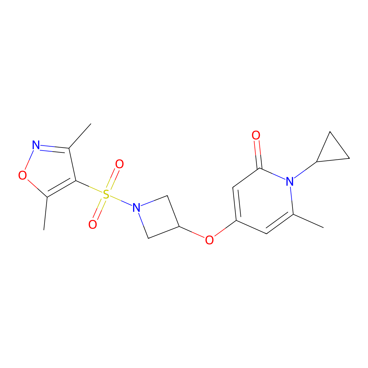 1-cyclopropyl-4-((1-((3,5-dimethylisoxazol-4-yl)sulfonyl)azetidin-3-yl)oxy)-6-methylpyridin-2(1H)-one molecular structure, CAS 2034312-79-1