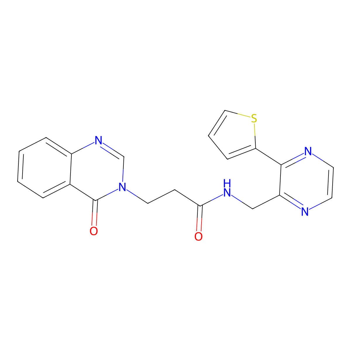 3-(4-oxo-3,4-dihydroquinazolin-3-yl)-N-{[3-(thiophen-2-yl)pyrazin-2-yl]methyl}propanamide molecular structure, CAS 2034312-82-6
