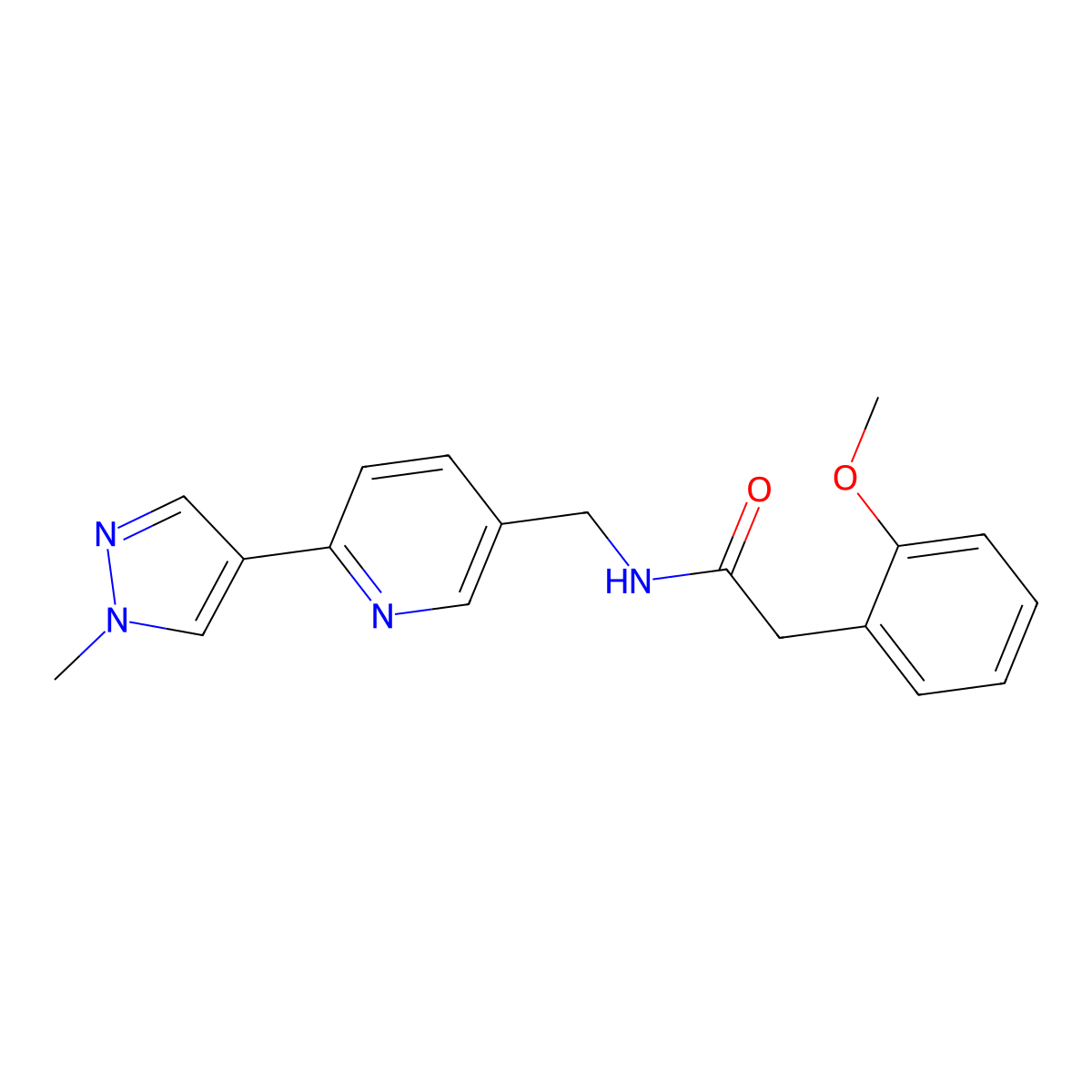 2-(2-methoxyphenyl)-N-((6-(1-methyl-1H-pyrazol-4-yl)pyridin-3-yl)methyl)acetamide molecular structure, CAS 2034312-83-7