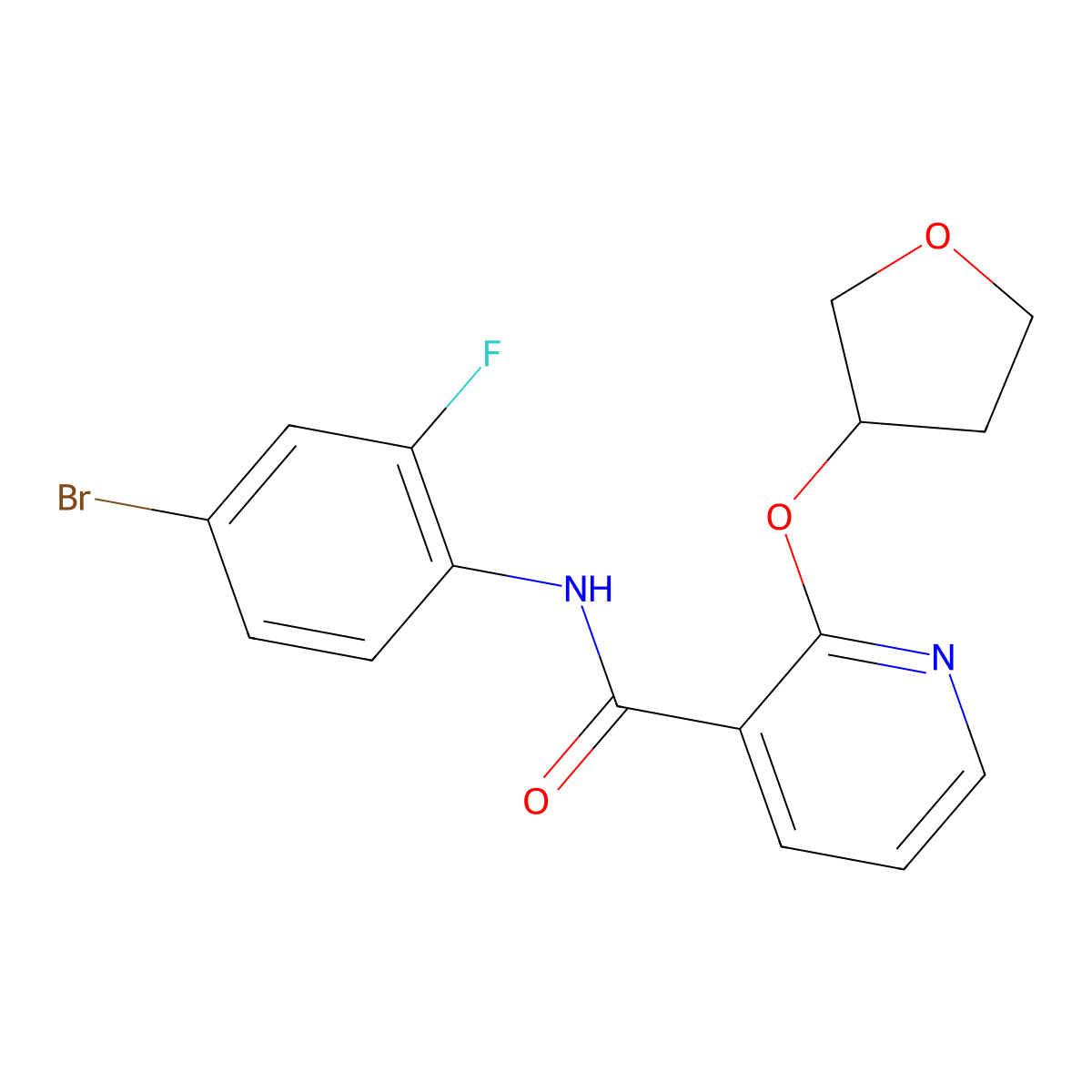 N-(4-bromo-2-fluorophenyl)-2-((tetrahydrofuran-3-yl)oxy)nicotinamide molecular structure, CAS 2034312-85-9