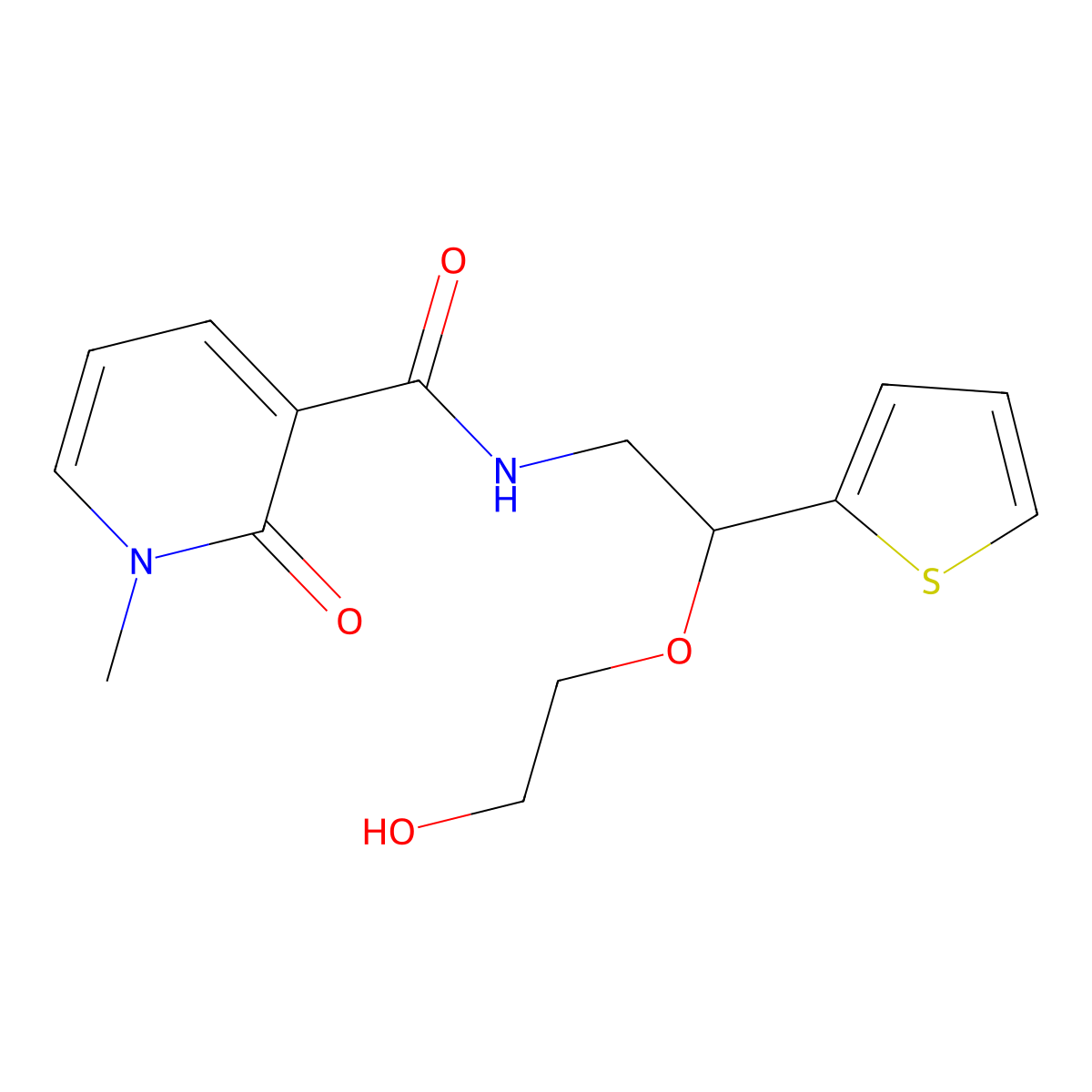 N-[2-(2-hydroxyethoxy)-2-(thiophen-2-yl)ethyl]-1-methyl-2-oxo-1,2-dihydropyridine-3-carboxamide molecular structure, CAS 2034312-86-0