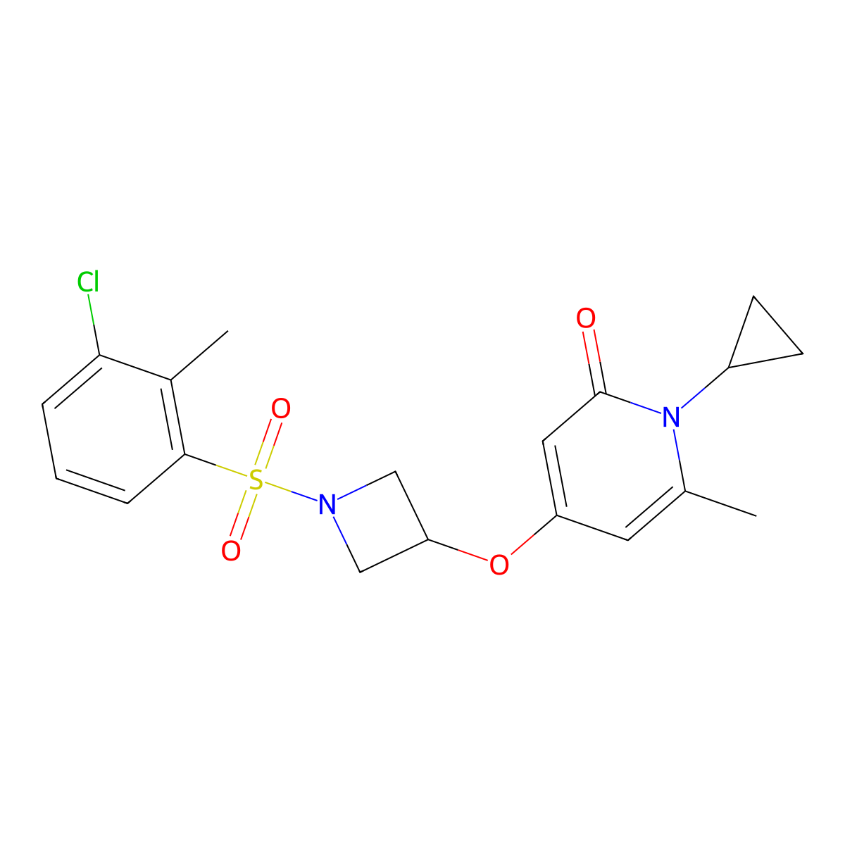 4-((1-((3-chloro-2-methylphenyl)sulfonyl)azetidin-3-yl)oxy)-1-cyclopropyl-6-methylpyridin-2(1H)-one molecular structure, CAS 2034312-91-7