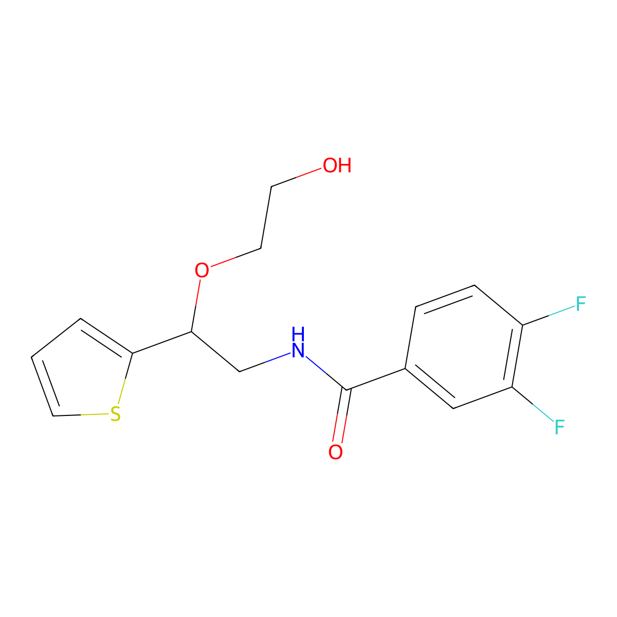 3,4-difluoro-N-(2-(2-hydroxyethoxy)-2-(thiophen-2-yl)ethyl)benzamide molecular structure, CAS 2034312-92-8