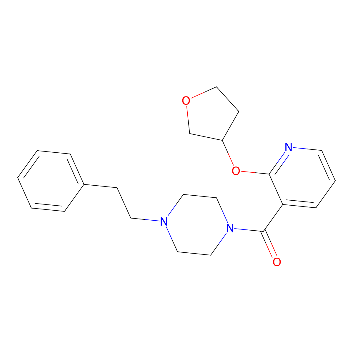 (4-Phenethylpiperazin-1-yl)(2-((tetrahydrofuran-3-yl)oxy)pyridin-3-yl)methanone molecular structure, CAS 2034312-93-9