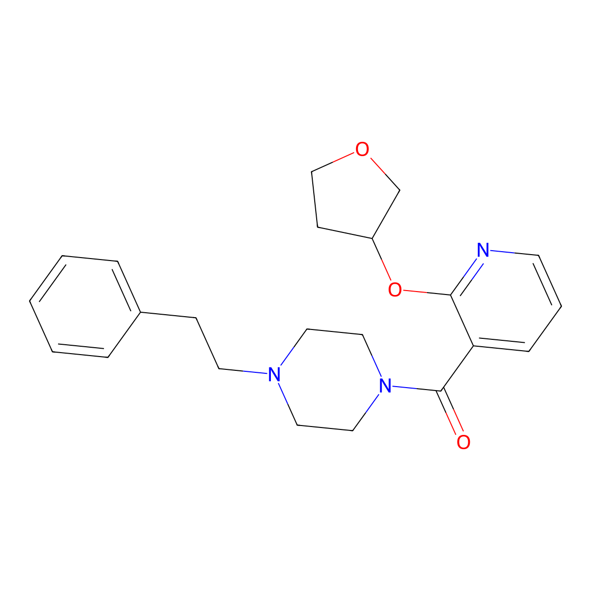 (4-Phenethylpiperazin-1-yl)(2-((tetrahydrofuran-3-yl)oxy)pyridin-3-yl)methanone molecular structure, CAS 2034312-93-9
