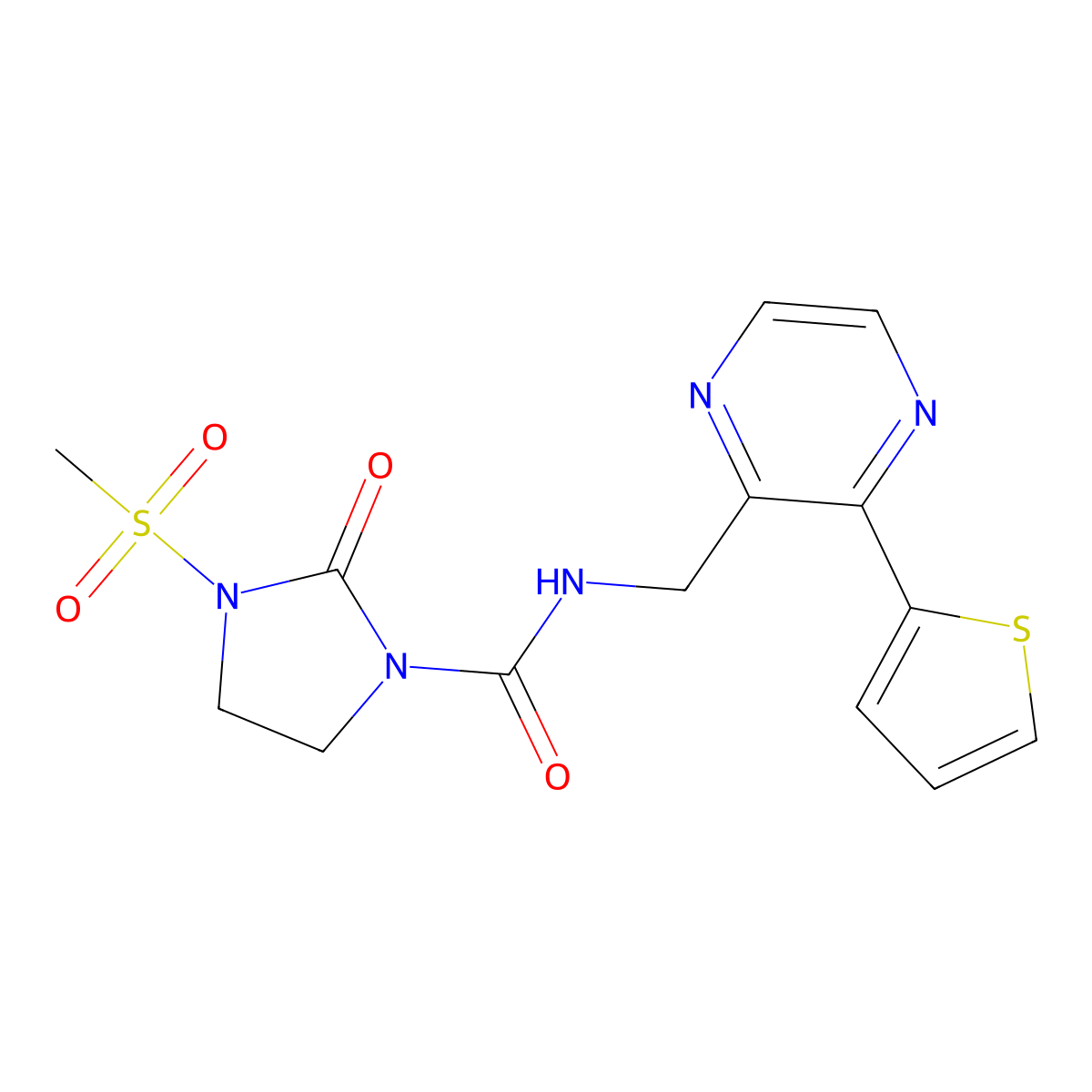 3-methanesulfonyl-2-oxo-N-{[3-(thiophen-2-yl)pyrazin-2-yl]methyl}imidazolidine-1-carboxamide molecular structure, CAS 2034312-94-0