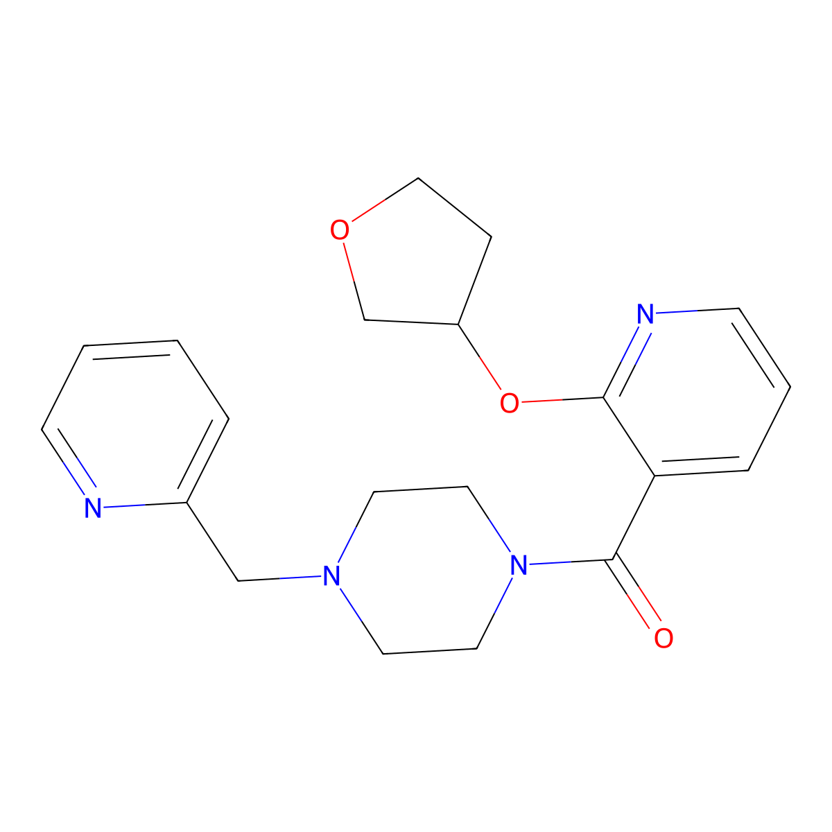 (4-(Pyridin-2-ylmethyl)piperazin-1-yl)(2-((tetrahydrofuran-3-yl)oxy)pyridin-3-yl)methanone molecular structure, CAS 2034312-96-2