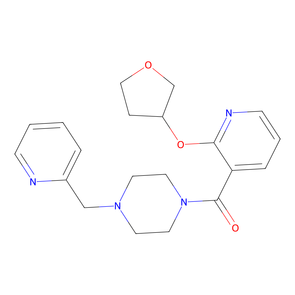 (4-(Pyridin-2-ylmethyl)piperazin-1-yl)(2-((tetrahydrofuran-3-yl)oxy)pyridin-3-yl)methanone molecular structure, CAS 2034312-96-2